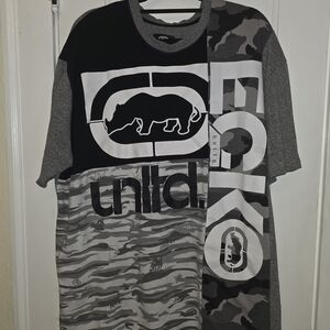 Ecko Unlimited Men's Black and Gray Graphic Tee